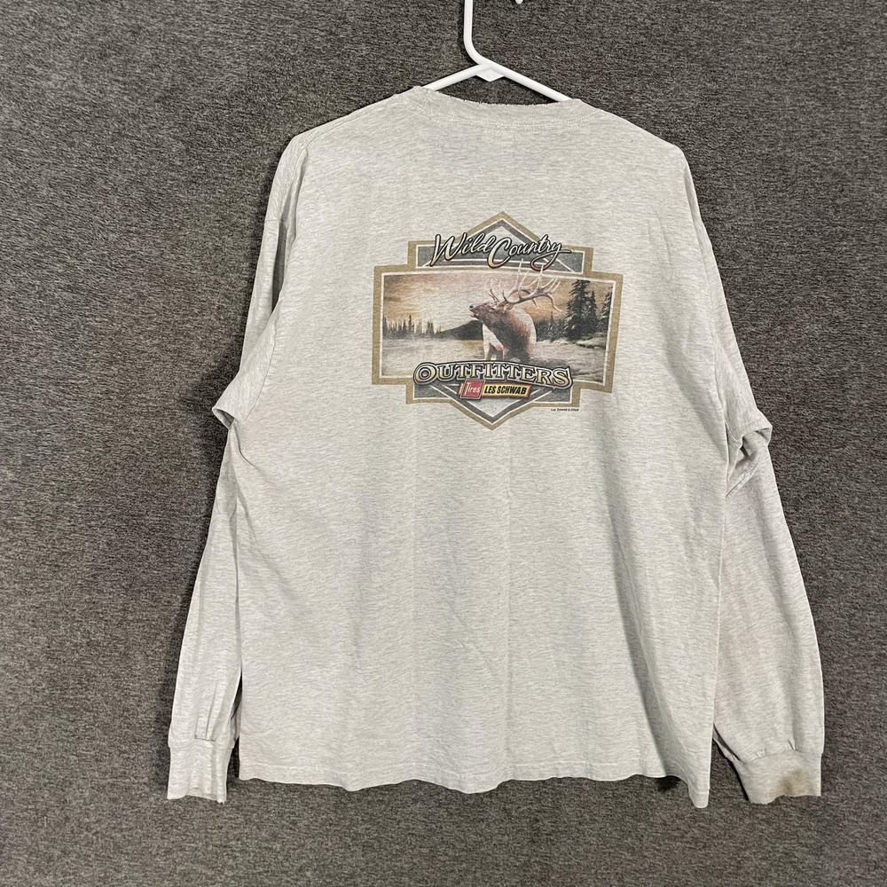 Wild Country Outfitters Shirt Mens XL Gray Elk Graphic Les Schwab Tee Nature